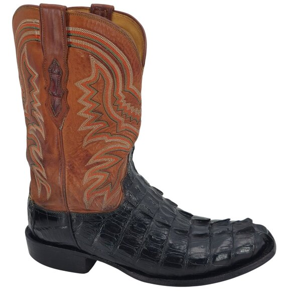 Lucchese Other - Lucchese Mens 9.5EE Tail-cut Caiman Black Brown Leather Cowboy Western Boots CBC